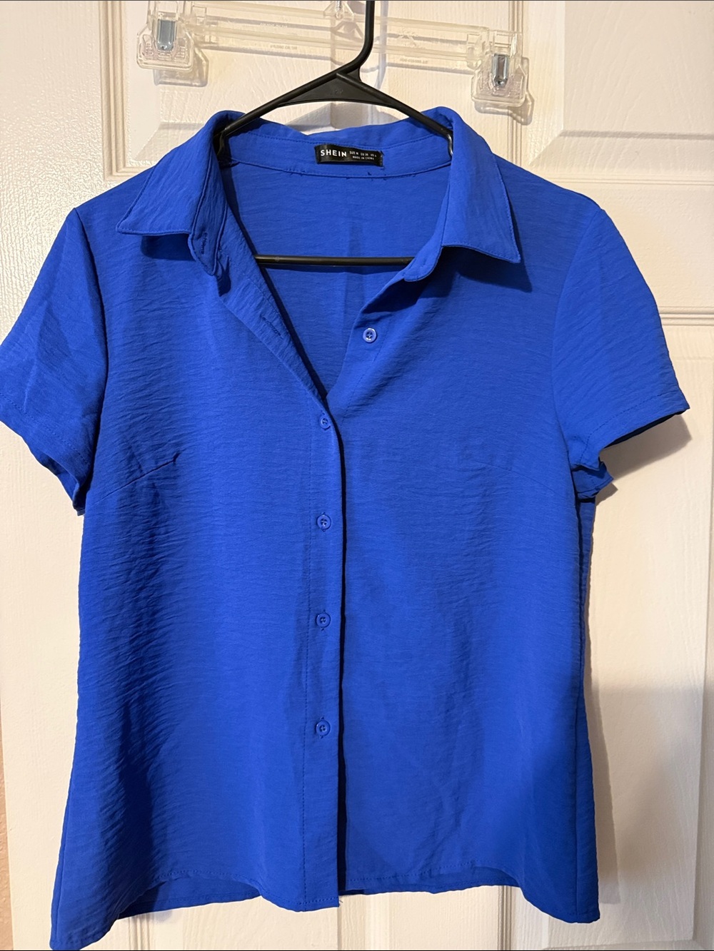 SHEIN Royal Blue Short Sleeve Button-Front Shirt